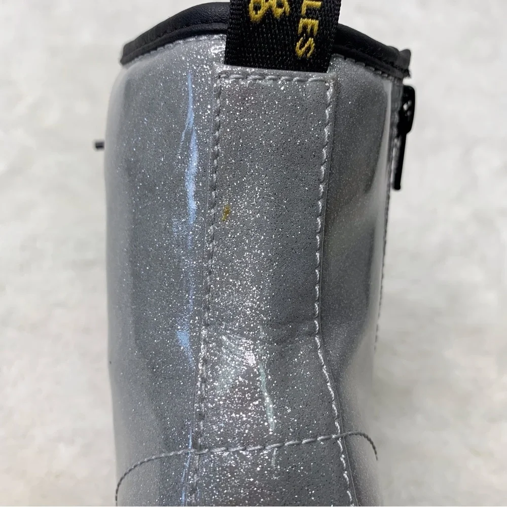 Dr Martens 1460 Kid's Silver Glitter Boots Size 3